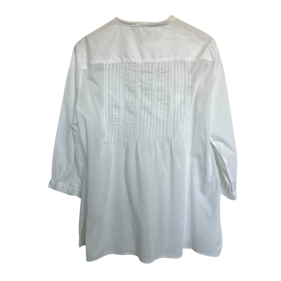 Chico’s White Cotton Pintuck Popover - Size 3 (XL 16) - 3/4 Sleeve Cottagecore - Picture 2 of 13